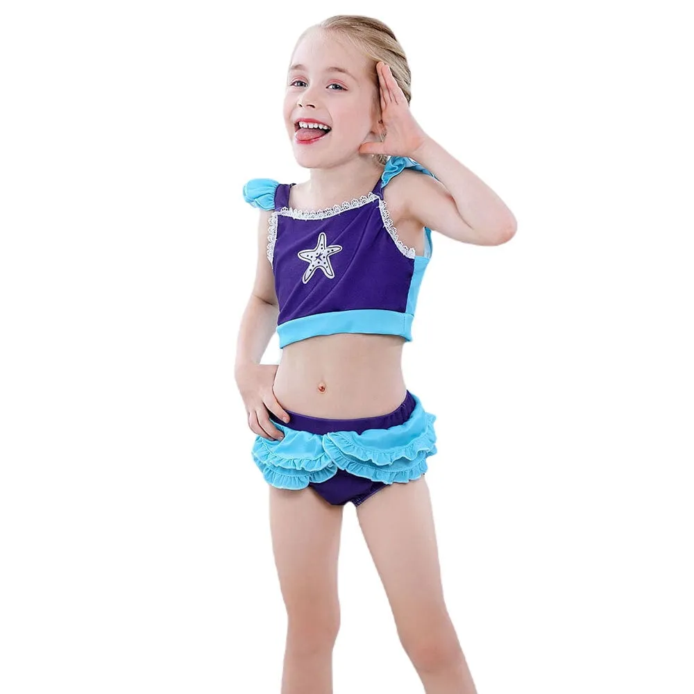 Girls Mermaid Swimwear Princess Bikini Tops and Bottoms 2pcs Swimsuit for Beach Swim Pool