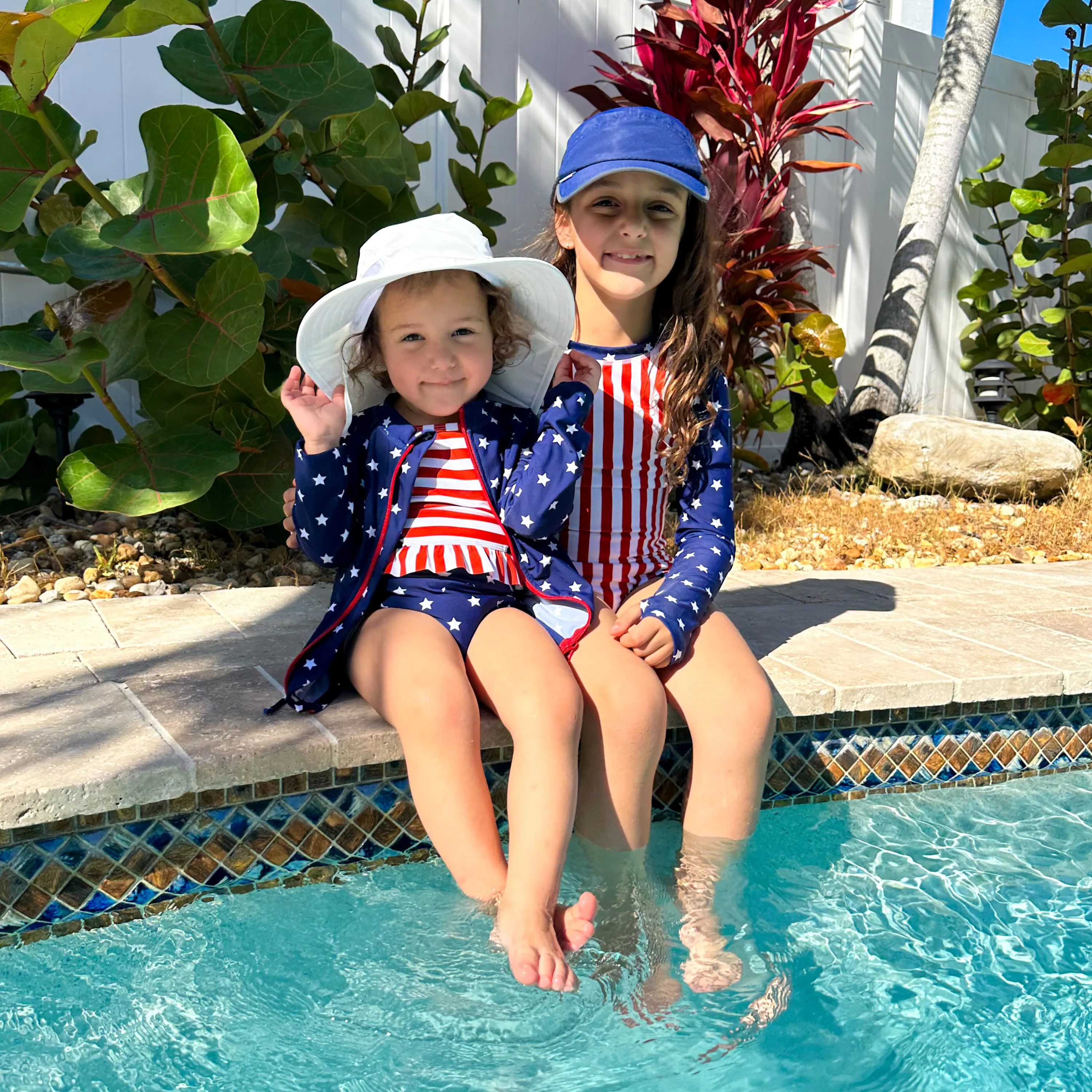Girls One-Piece Swimsuit   Long Sleeve Rash Guard Set (2 Piece) | "Americana"