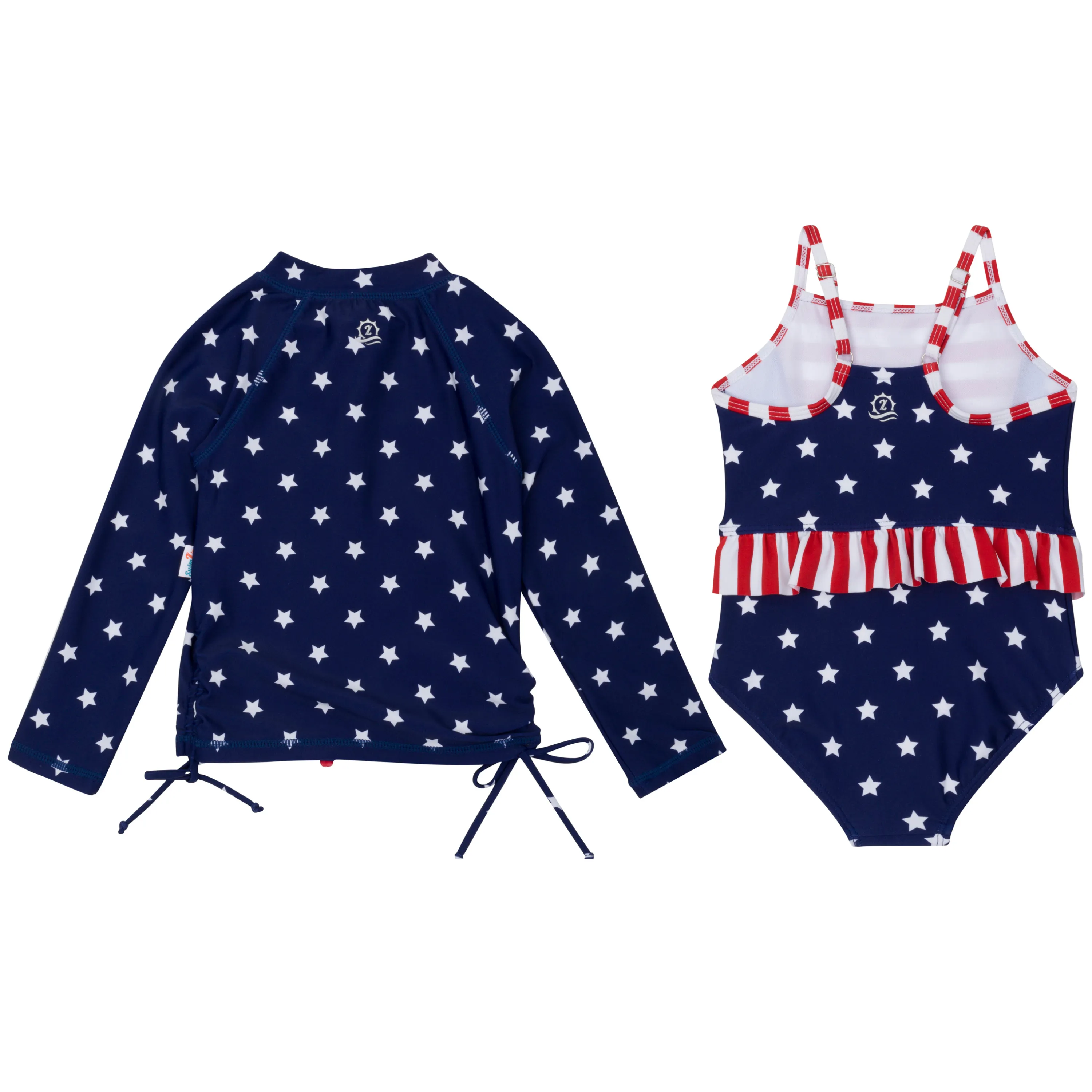 Girls One-Piece Swimsuit   Long Sleeve Rash Guard Set (2 Piece) | "Americana"