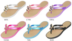 girls puce sandals with assorted ornaments & puce footbed Case of 72