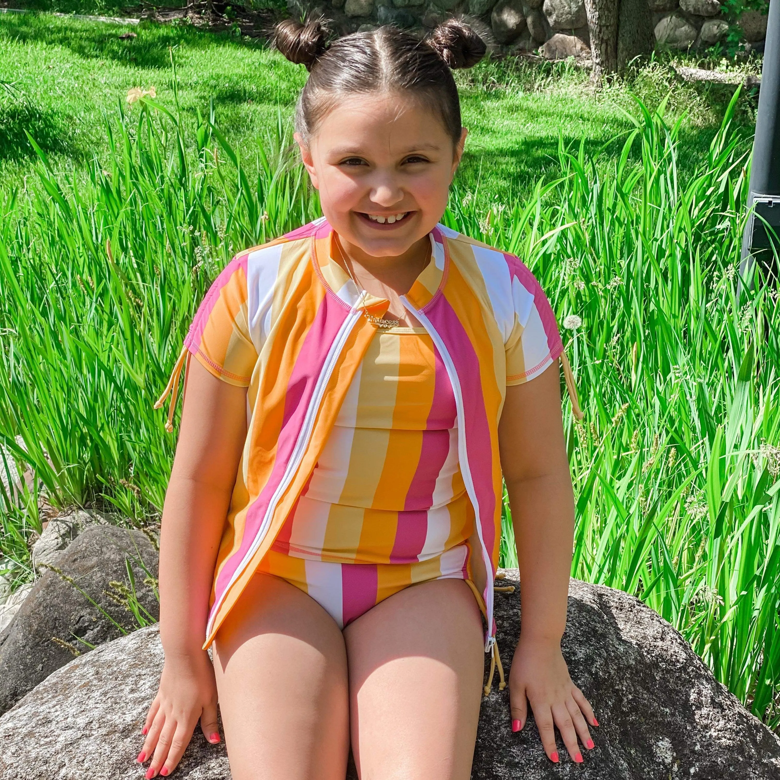 Girls Short Sleeve Rash Guard   Tankini Bikini Set (3 Piece) | "Be Bold”