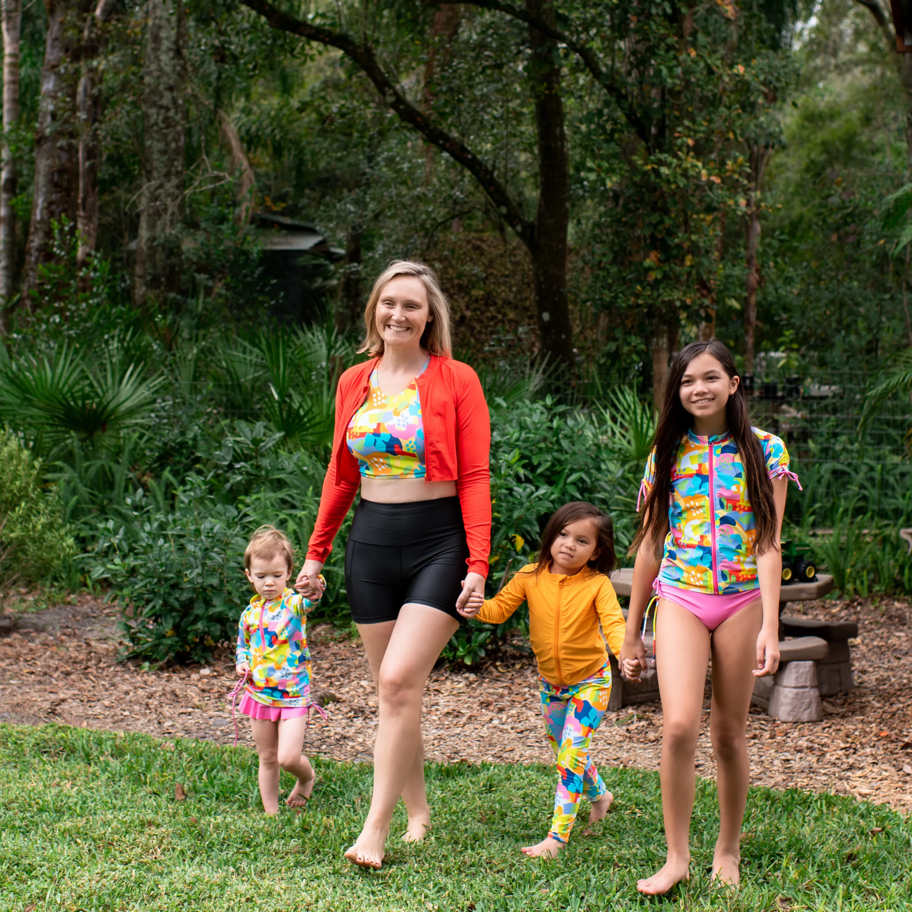 Girls Short Sleeve Rash Guard   Tankini Bikini Set (3 Piece) | "Joyful”