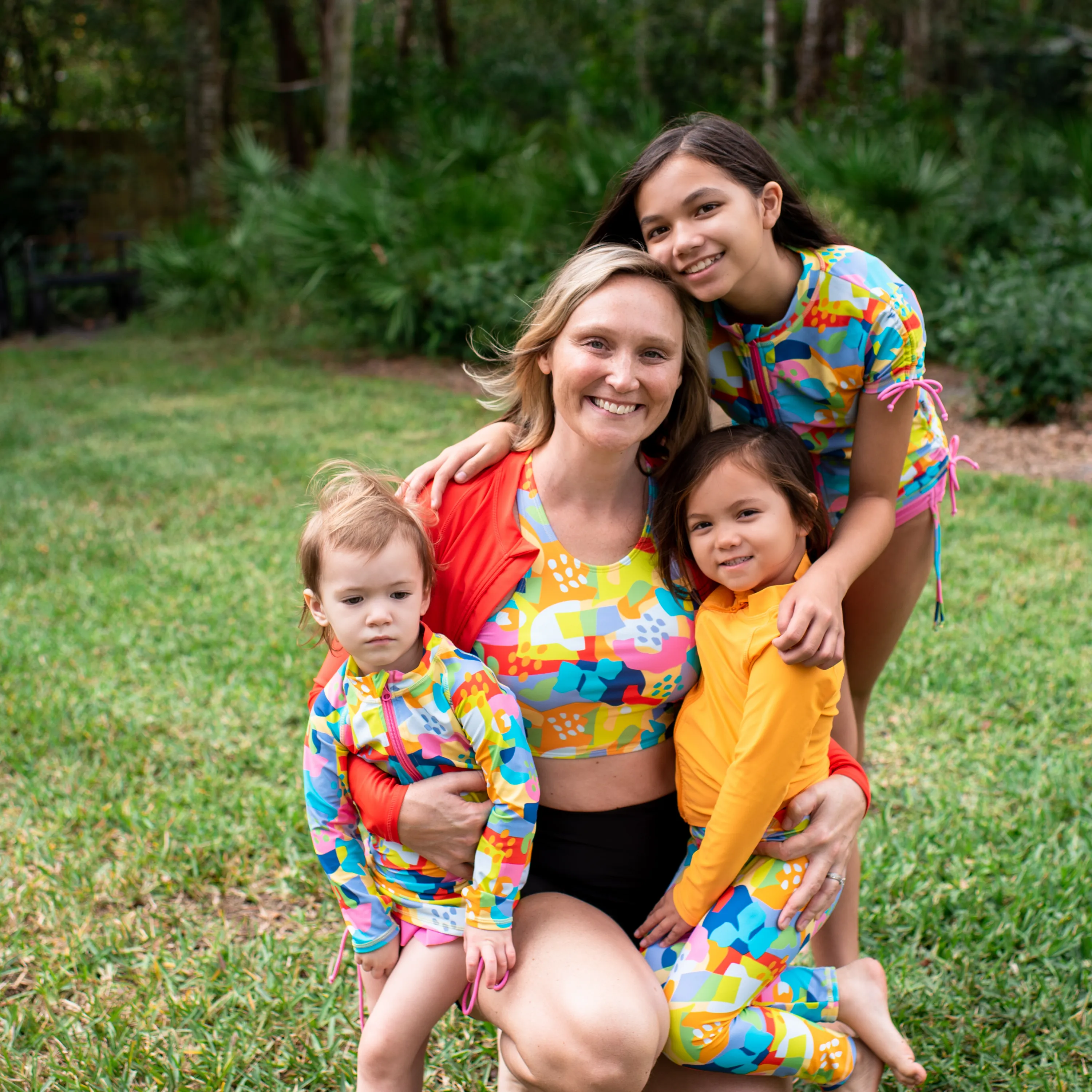 Girls Short Sleeve Rash Guard   Tankini Bikini Set (3 Piece) | "Joyful”