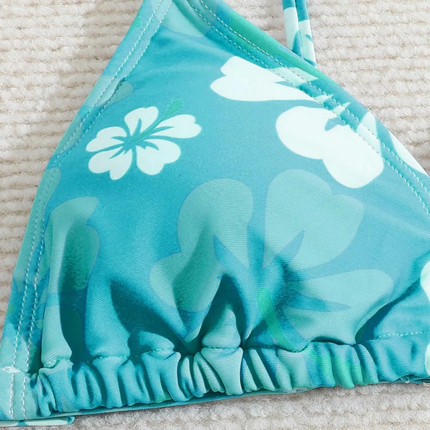 Girls Swimsuit 3 Piece Bathing Suits Quick Dry Floral Print Bikini Set with Beach Cover Up Hawaii Beach Kids Swimwear