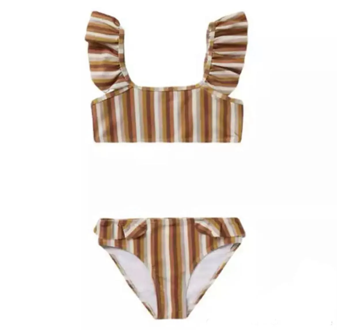 Girls Swimsuit Bikini , Stripes   Frill Straps , from 12 months-12 years