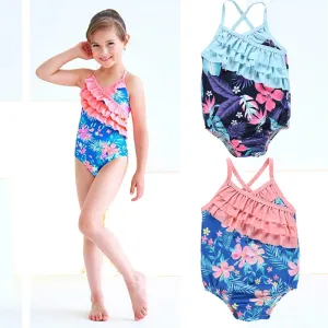 Girl's Swimsuit One-Piece Strap Backless Swimwear