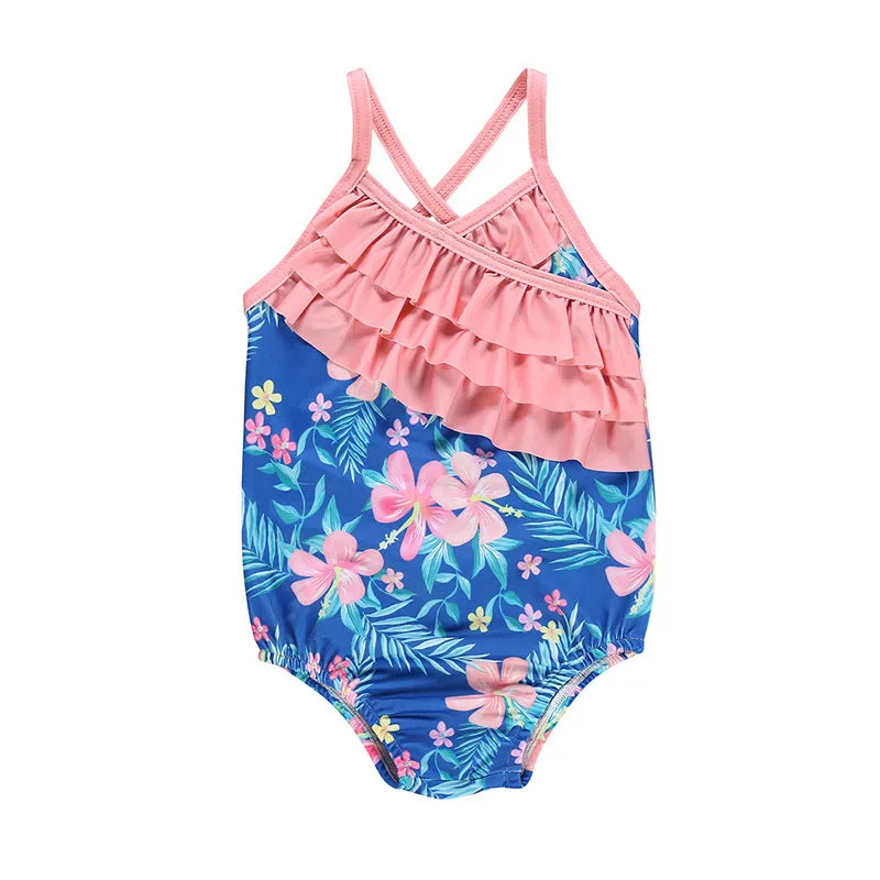 Girl's Swimsuit One-Piece Strap Backless Swimwear