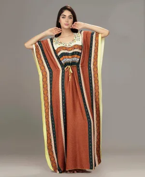 Glossy Floral Printed Kaftan