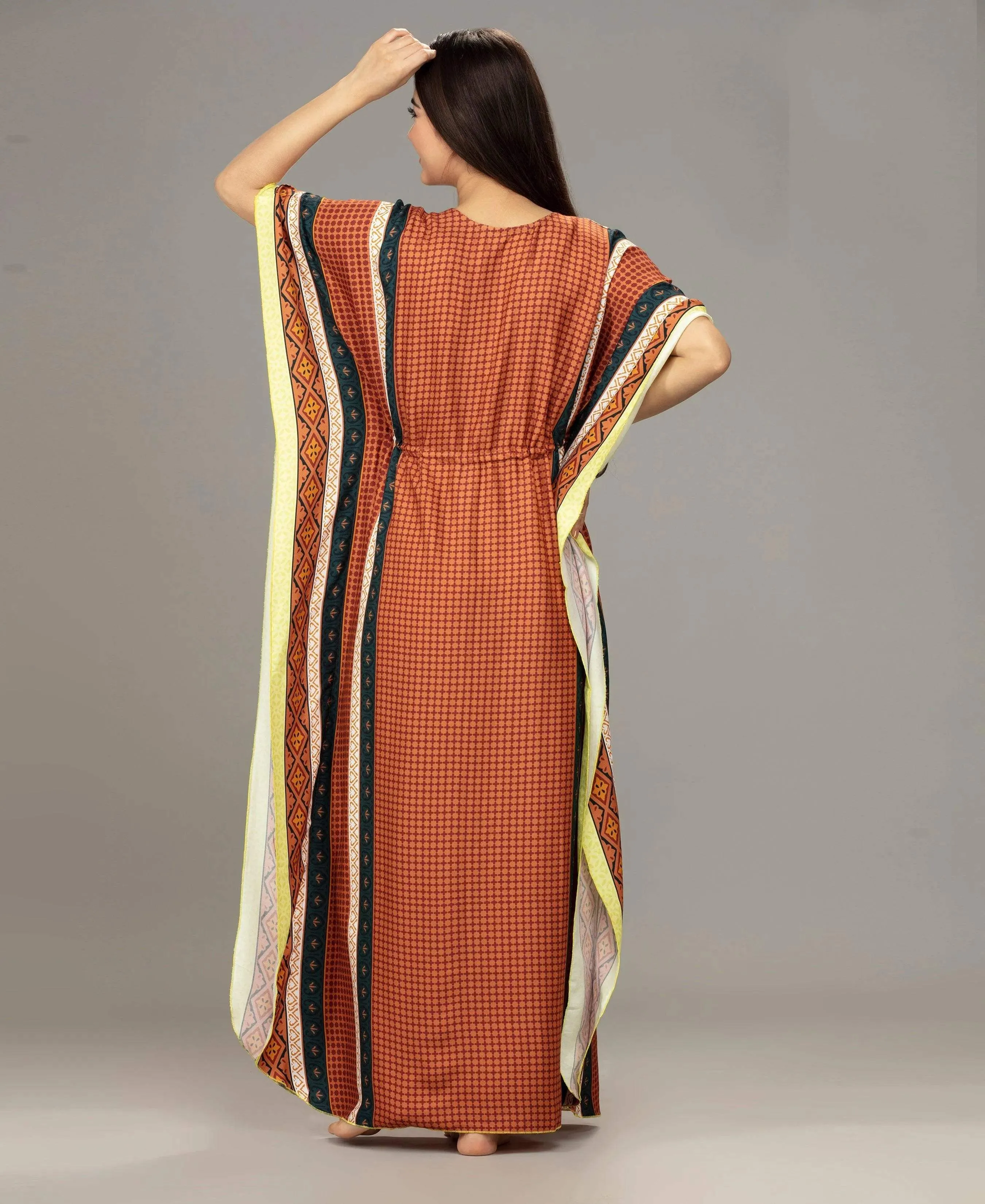 Glossy Floral Printed Kaftan