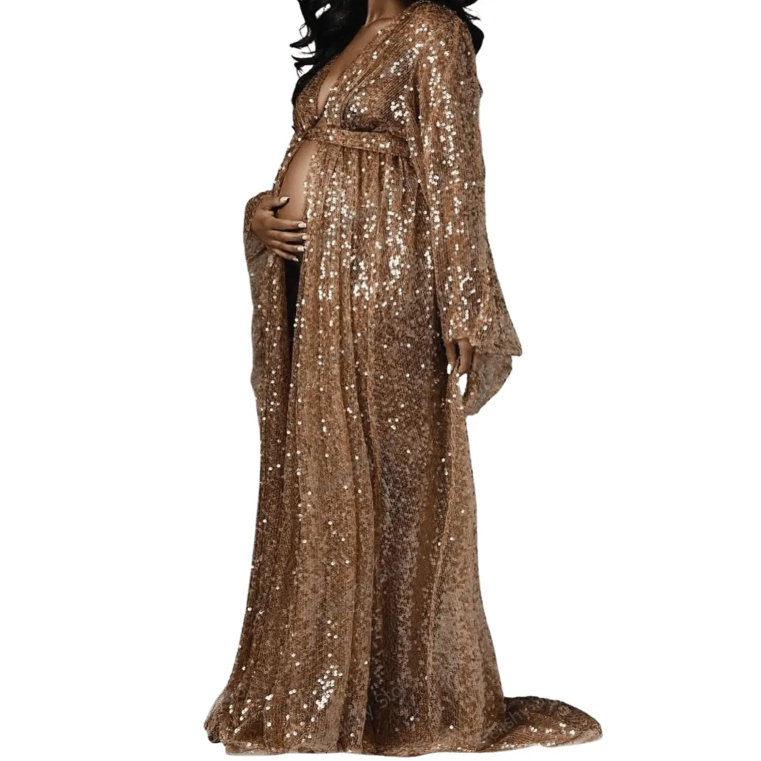 Gold Sequin Maternity Dress