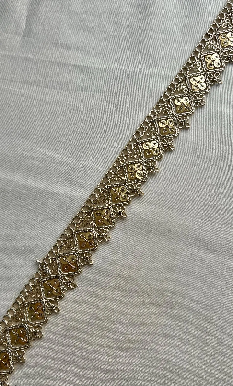Gold Zari With Sequins Embroidered Geometric Lace (9 Meters)