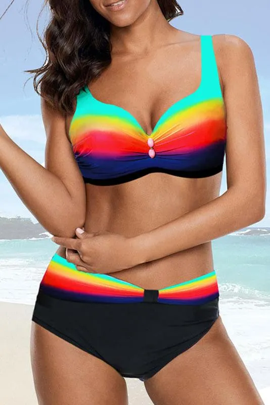 Gradient Romantic Rainbow Bikini Set