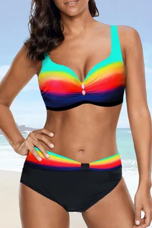 Gradient Romantic Rainbow Bikini Set