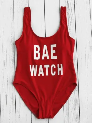 Graphic Print Scoop Swimsuit