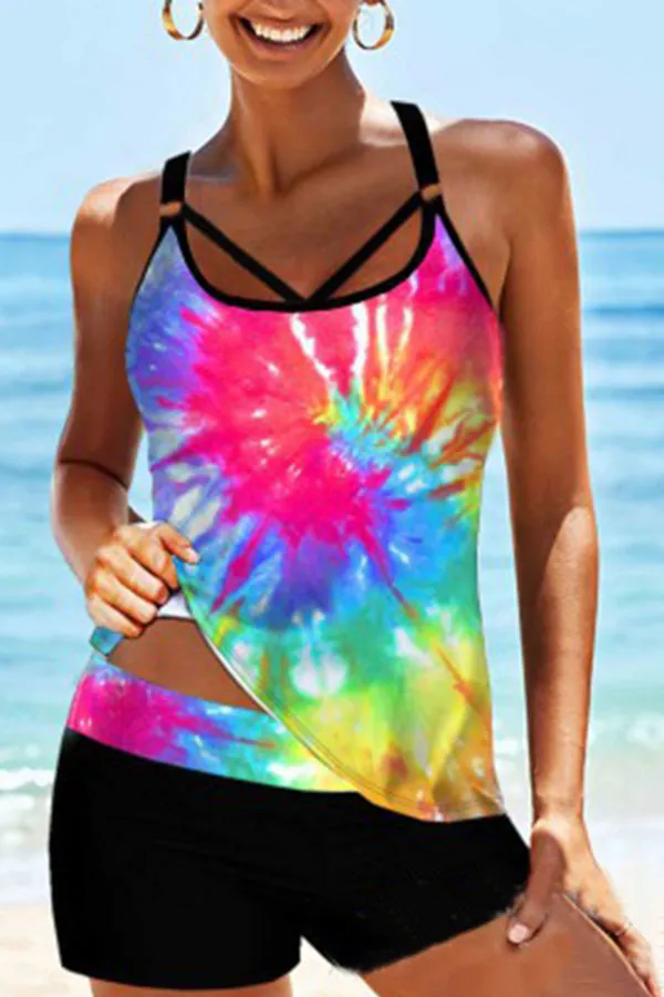 Graphic Print Sporty Tankini