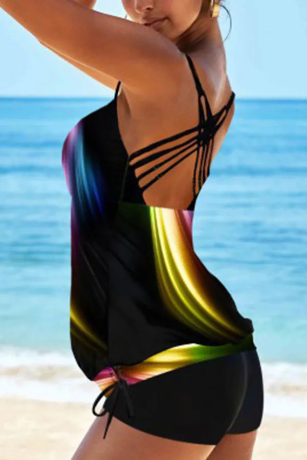 Graphic Print Sporty Tankini