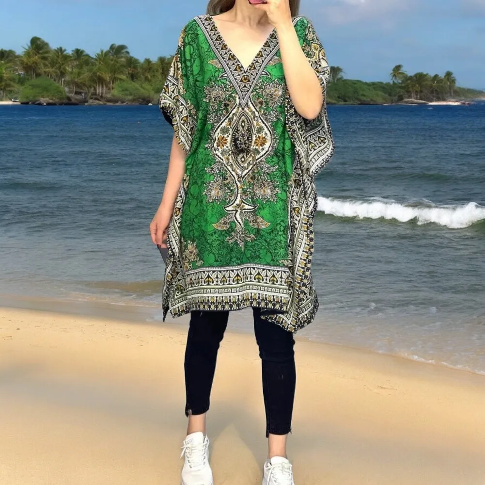 Green Printed Kaftans for Women