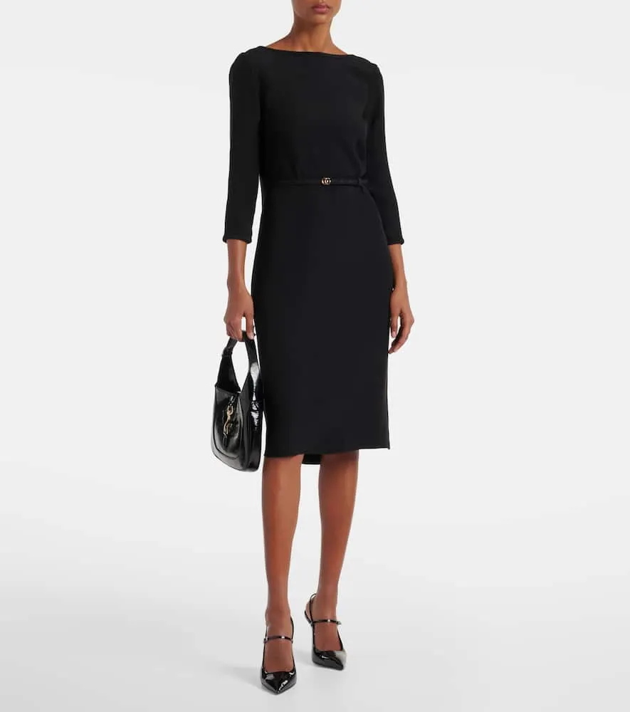Gucci Double G belted cady midi dress
