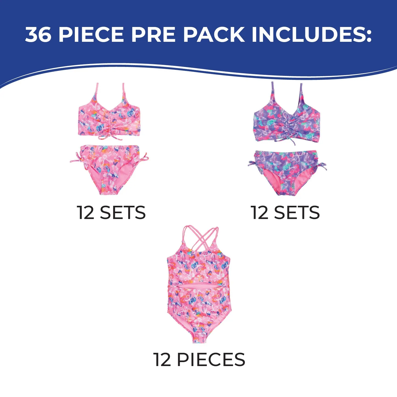 GX-LT444-18 - Wholesale Little Girls Butterfly Themed One-Piece & Two-Pieces Swimsuits