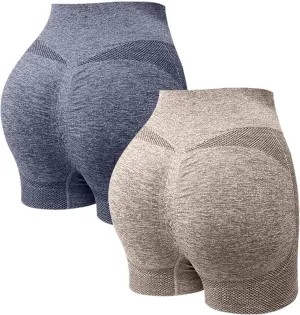 Gym Shorts Women Seamless Athletic Workout High Waisted Butt Lifting Shorts for Runnning Biker Yoga Clothes 2 Pack