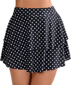 Halcurt Women's High Waisted Ruffle Swim Skirt with Shorts Tummy Control Swimsuit Bottoms