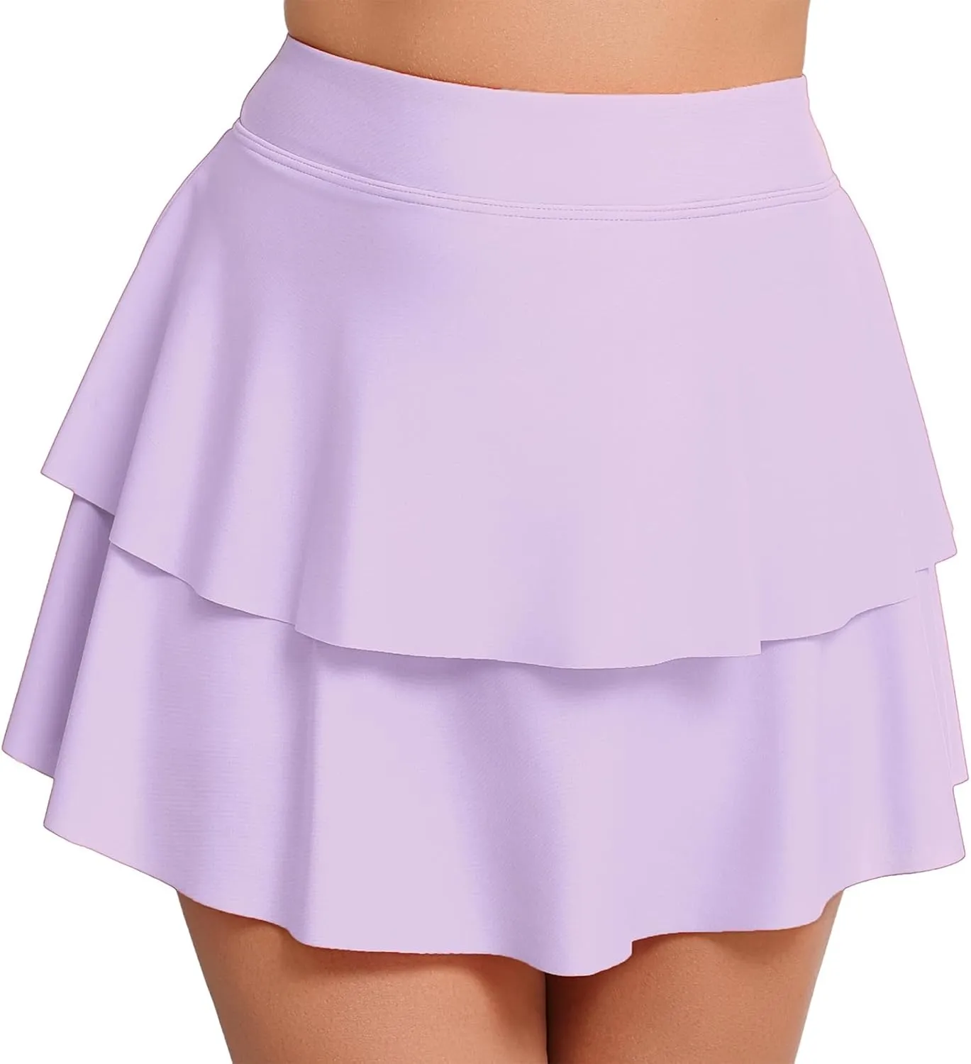 Halcurt Women's High Waisted Ruffle Swim Skirt with Shorts Tummy Control Swimsuit Bottoms