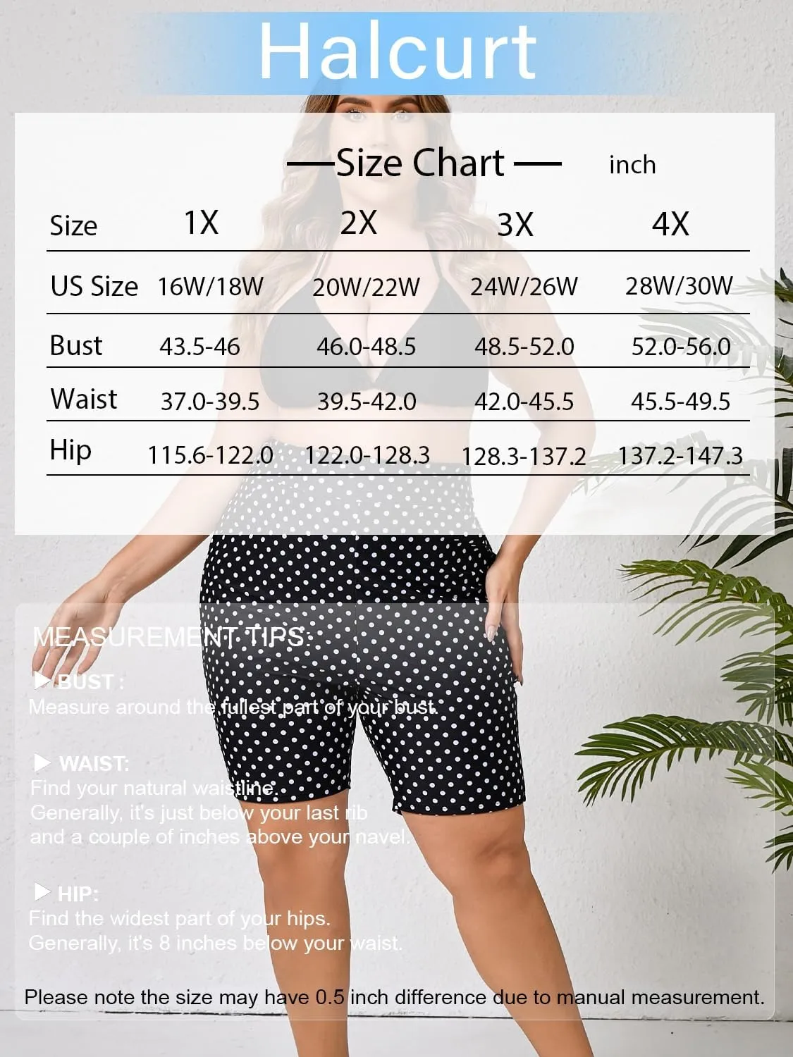 Halcurt Women's Plus Size High Waisted Board Shorts Tankini Swim Bottoms Modest Beach Swimsuit Boy Shorts