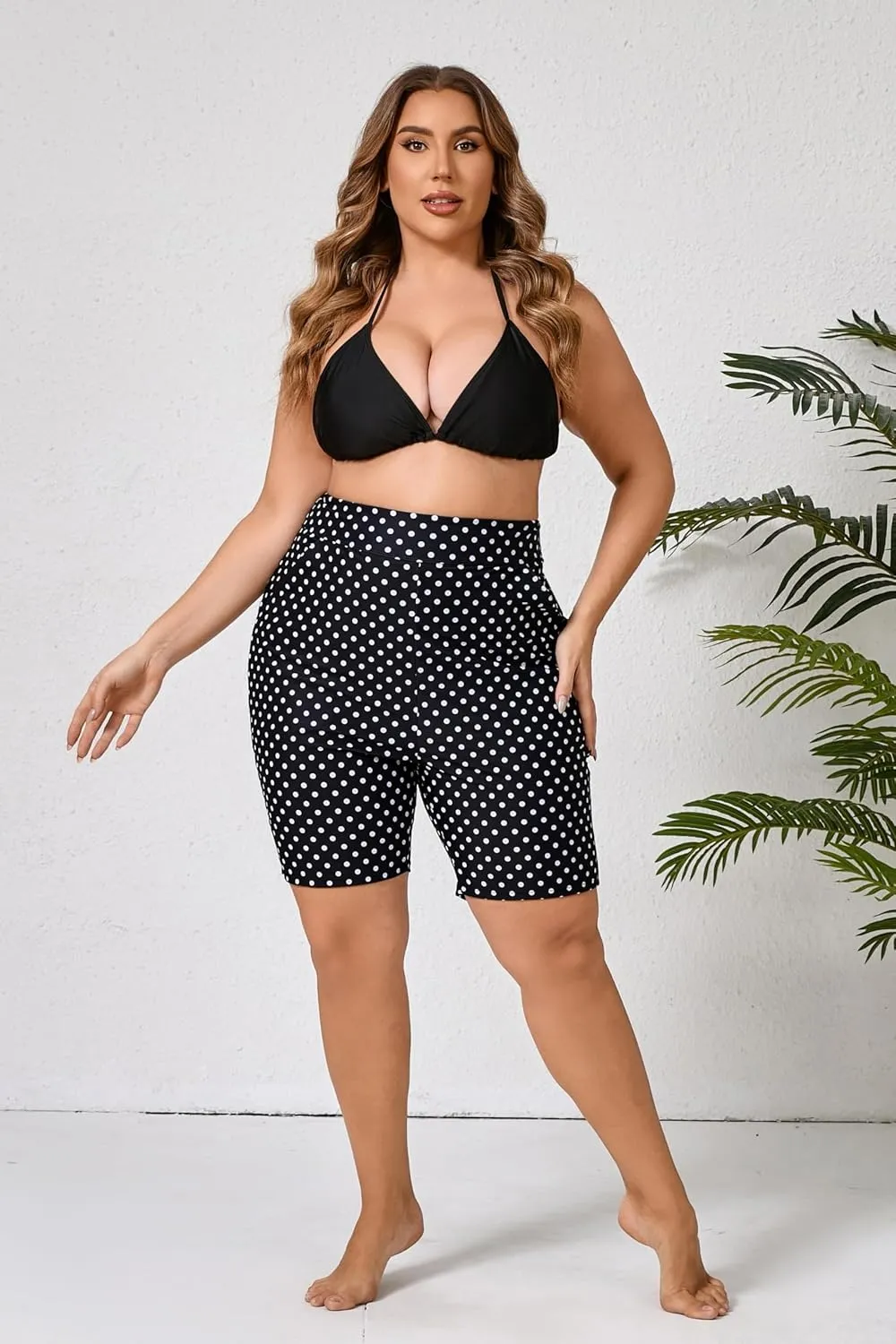 Halcurt Women's Plus Size High Waisted Board Shorts Tankini Swim Bottoms Modest Beach Swimsuit Boy Shorts