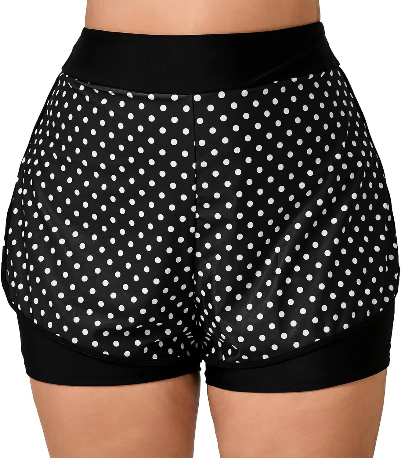 Halcurt Women's Plus Size High Waisted Swim Board Short with Boxer Liner Quick Dry Swimsuit Bottoms