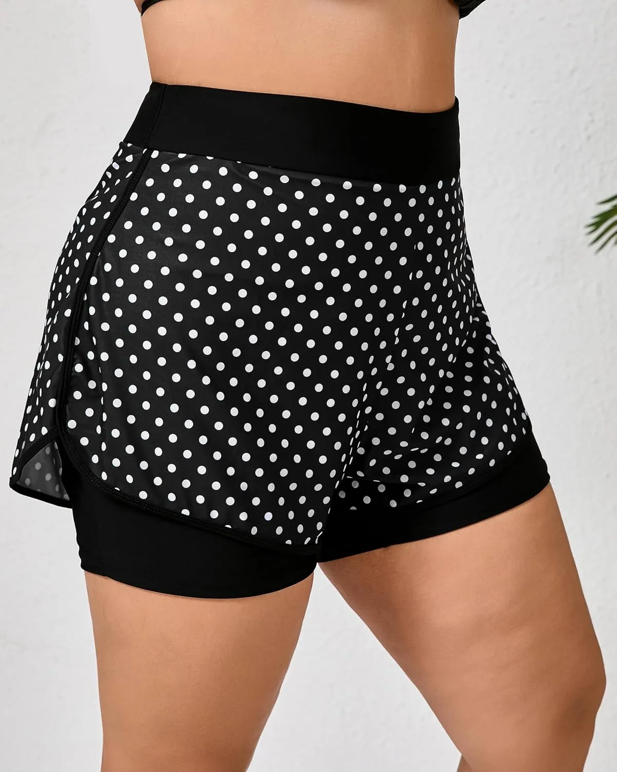Halcurt Women's Plus Size High Waisted Swim Board Short with Boxer Liner Quick Dry Swimsuit Bottoms