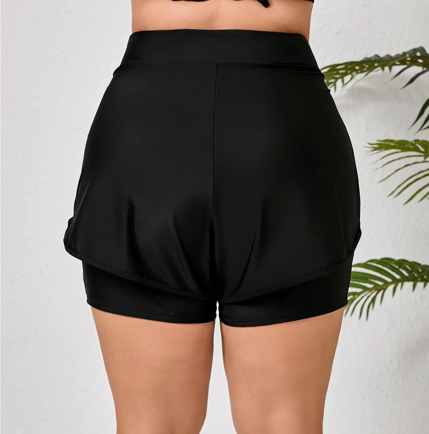 Halcurt Women's Plus Size High Waisted Swim Board Short with Boxer Liner Quick Dry Swimsuit Bottoms