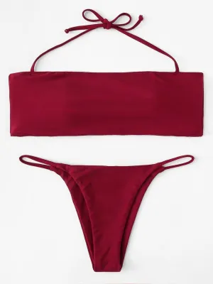 Halter Bandeau Bikini Set