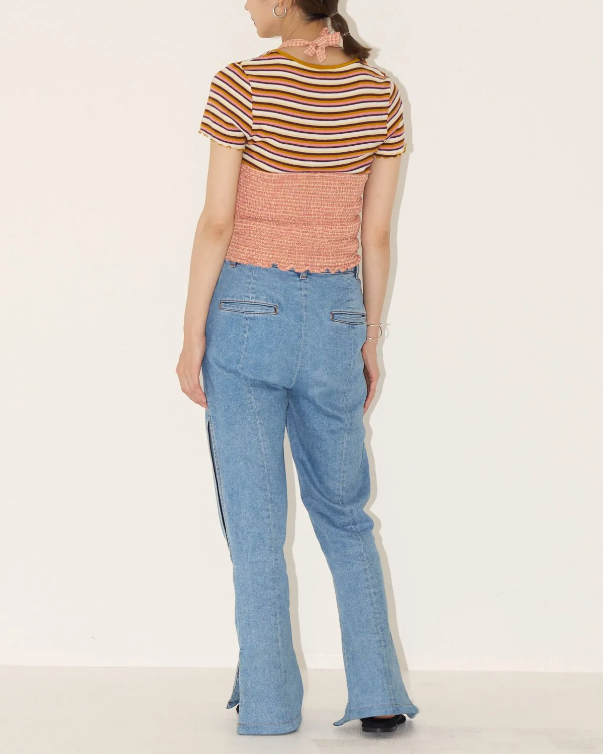 halter neck plaid tops