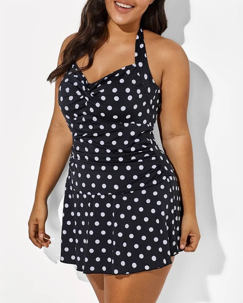 Halter Neck Polka Dot Tankini