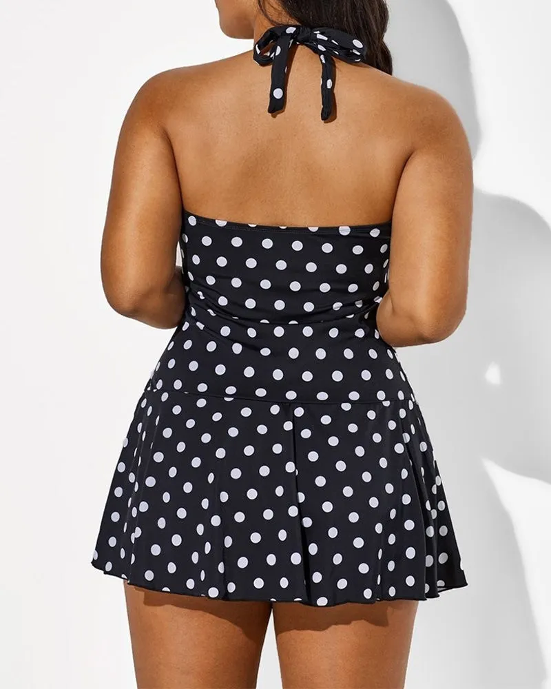 Halter Neck Polka Dot Tankini