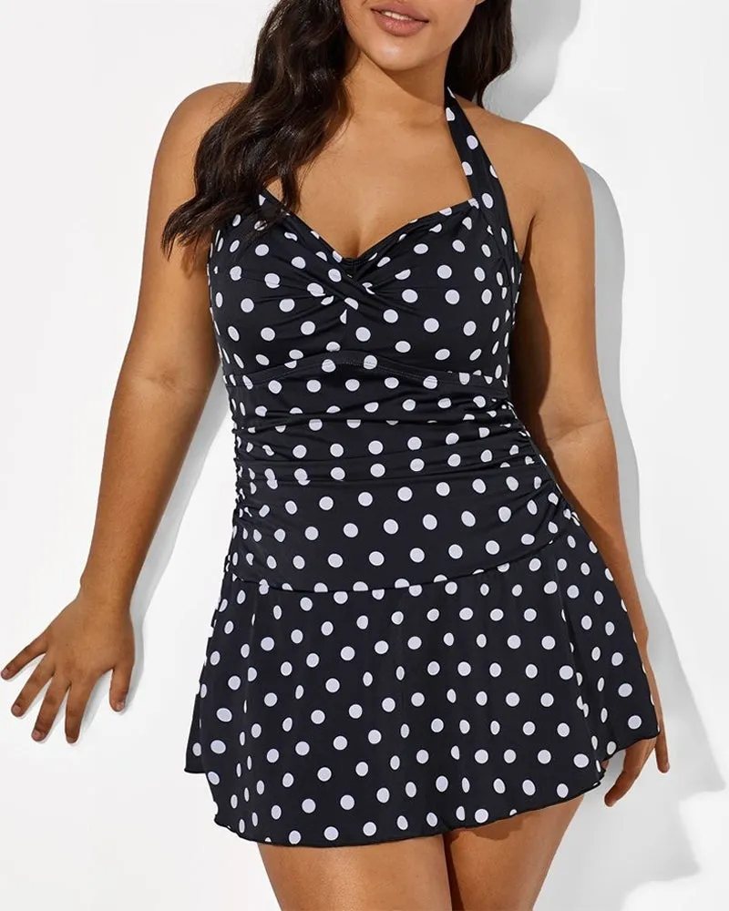 Halter Neck Polka Dot Tankini