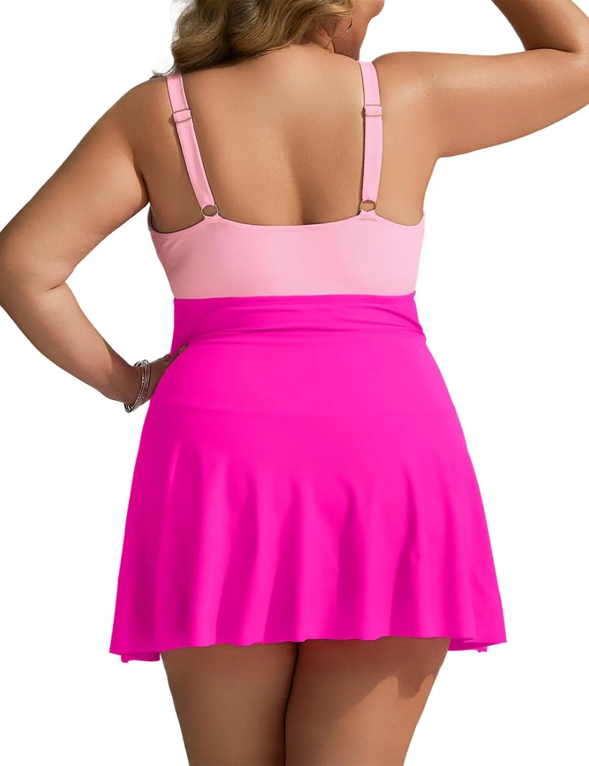 Hanna Nikole Women Plus Size Swimdress One Piece Swimsuit Tummy Control Twist Front Bathing Suit Ruched Skirted Swimwear