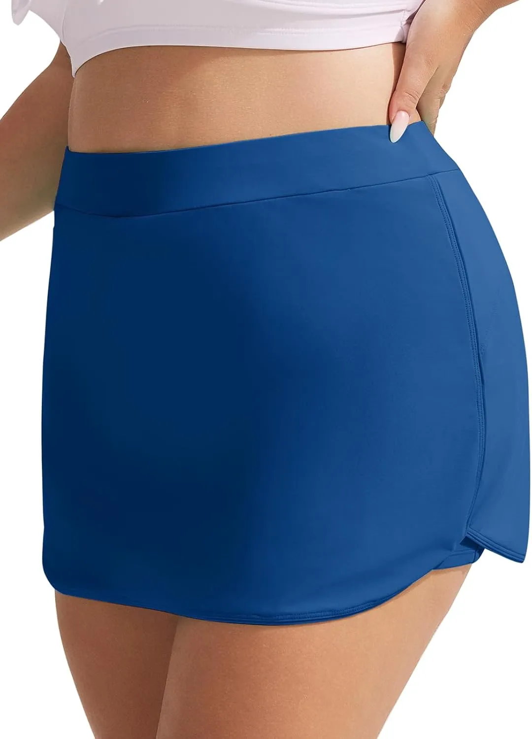Hanna Nikole Womens Plus Size Swim Skirt High Waisted Bathing Suit Skirt Tummy Control Swim Bottoms with Pocket