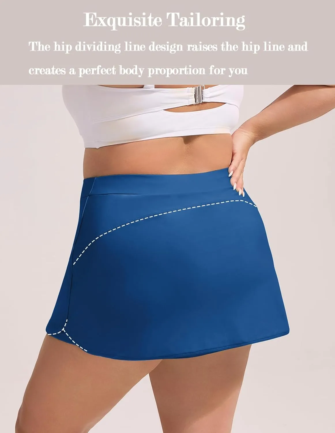 Hanna Nikole Womens Plus Size Swim Skirt High Waisted Bathing Suit Skirt Tummy Control Swim Bottoms with Pocket