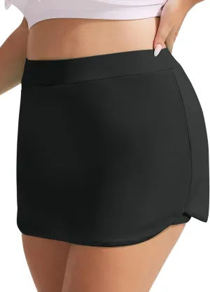 Hanna Nikole Womens Plus Size Swim Skirt High Waisted Bathing Suit Skirt Tummy Control Swim Bottoms with Pocket