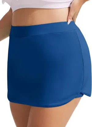 Hanna Nikole Womens Plus Size Swim Skirt High Waisted Bathing Suit Skirt Tummy Control Swim Bottoms with Pocket