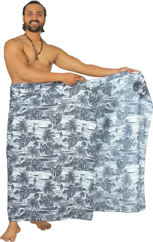 HAPPY BAY Men's Beachwear Summer Sulu Cotton Linen Effect Cover Up Summer Surfing Swim Trunk Wrap Beach Sarong Men One Size Navy, Beach