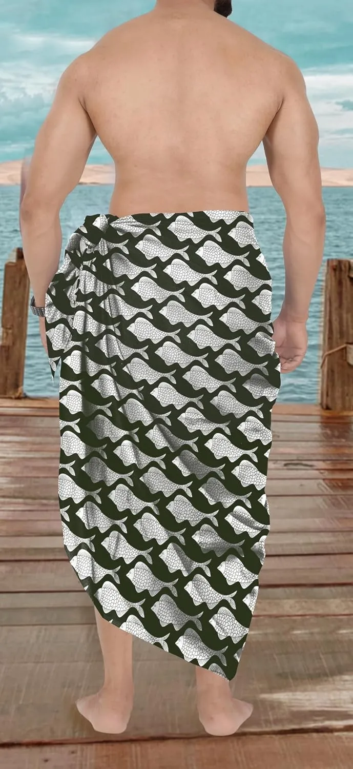 HAPPY BAY Men's Sarong Beach Wraps Pareo Aloha