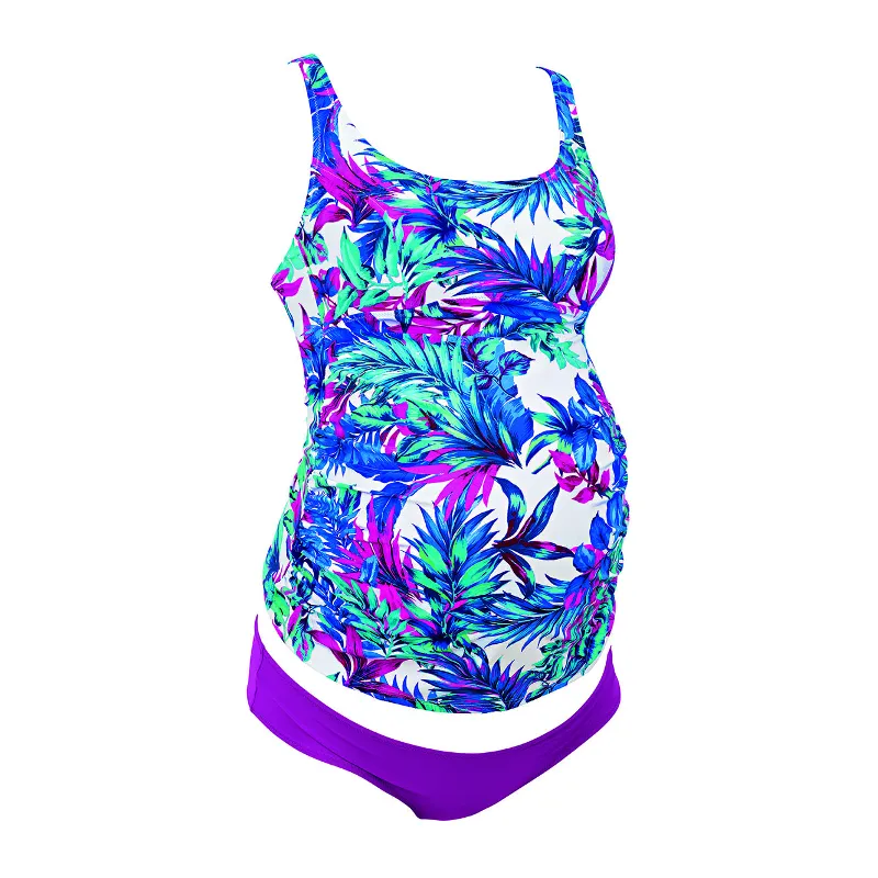Hatutu Palm Leaf Print Maternity Tankini Swimsuit - Anita