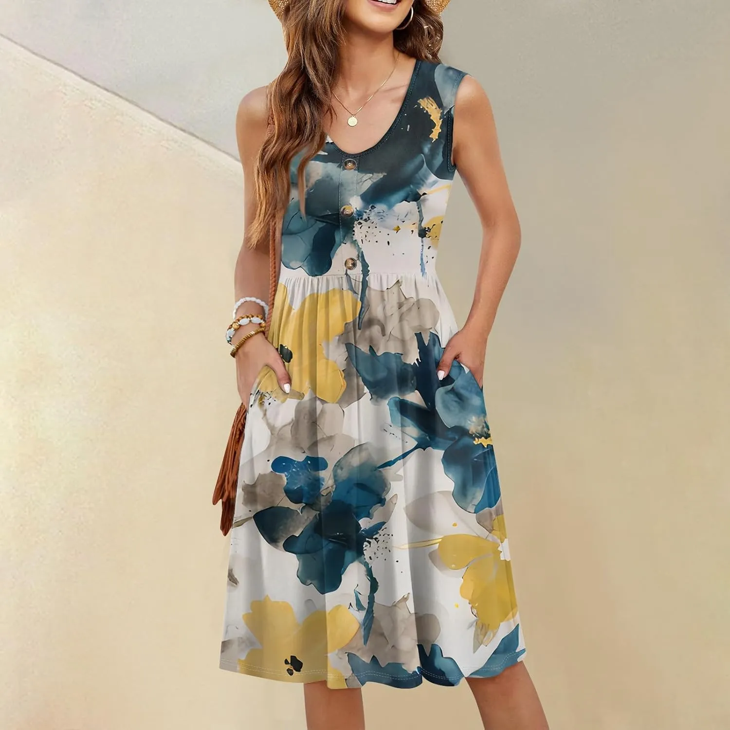 Hawaiian Dresses For Women Casual Floral Midi Swimwear Cover Ups Summer Plus Size Vacation Womens Sundress