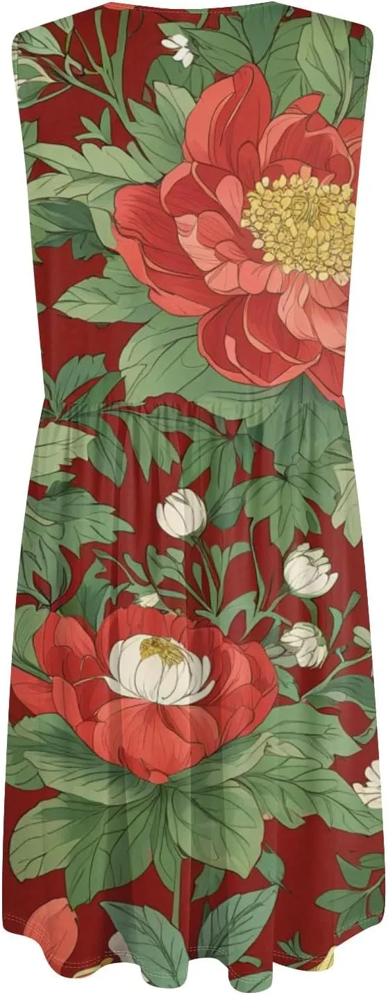 Hawaiian Dresses For Women Casual Floral Midi Swimwear Cover Ups Summer Plus Size Vacation Womens Sundress
