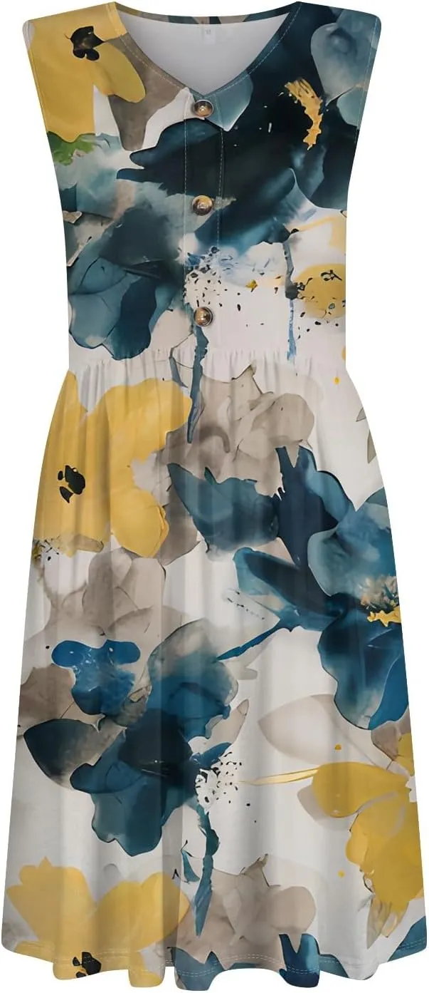 Hawaiian Dresses For Women Casual Floral Midi Swimwear Cover Ups Summer Plus Size Vacation Womens Sundress