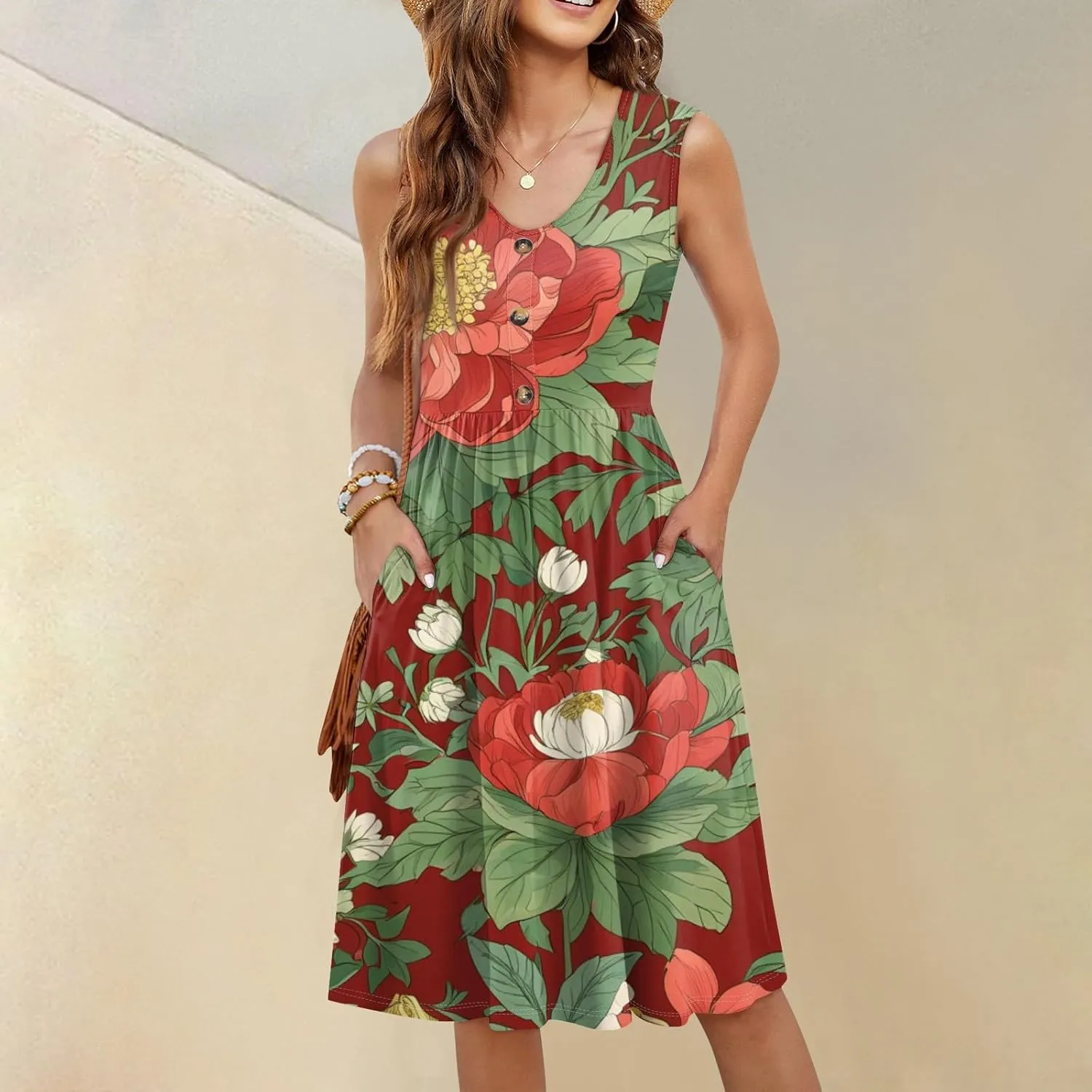 Hawaiian Dresses For Women Casual Floral Midi Swimwear Cover Ups Summer Plus Size Vacation Womens Sundress