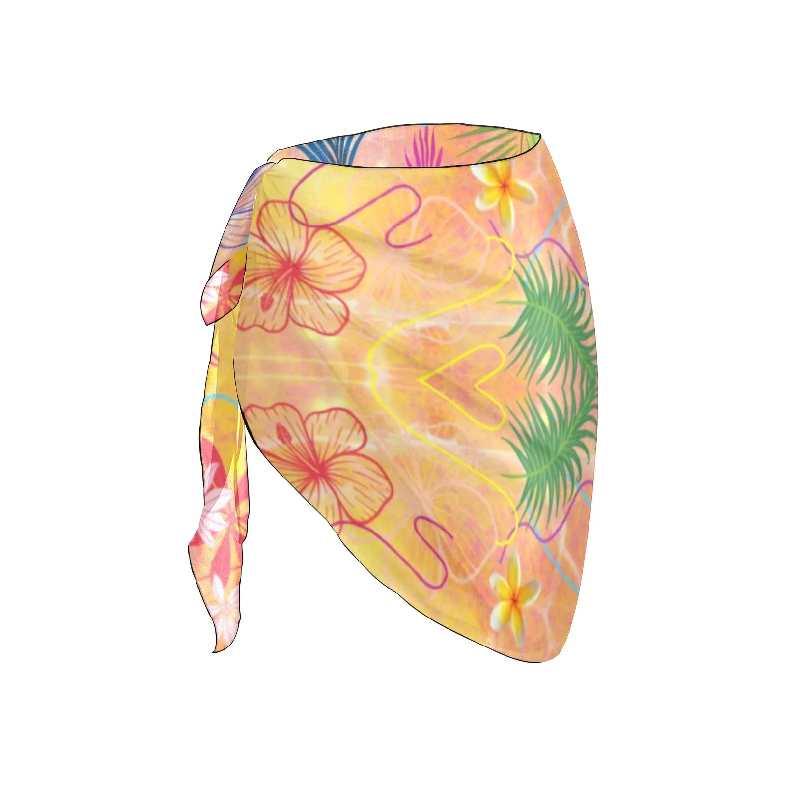 Hawaiian Gold Short Chiffon Sarong Wrap up to 5 XL (FWS)