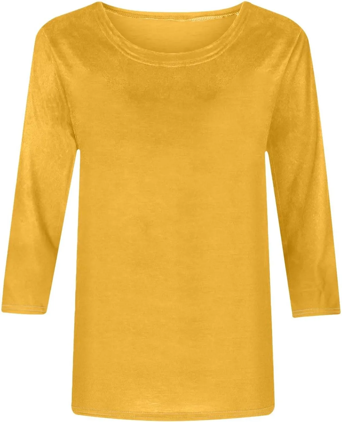 HGps8w 3/4 Sleeve Shirts for Women Basic Casual Solid 2025 Summer Pullover Tunic Tee Shirt Loose Crewneck Blouse Tops